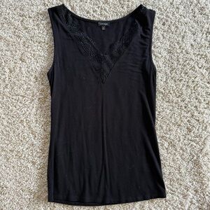 Buckle Black Lace Trim Black Sleeveless Tank Top Size S